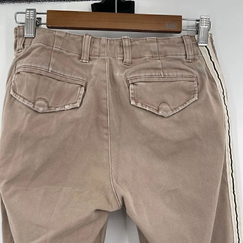 Monrow Racer Stripe Kaki Chino Pants Size 25 - Picture 7 of 9
